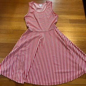 LuLaRoe Red and White Striped Tank Dress - size L